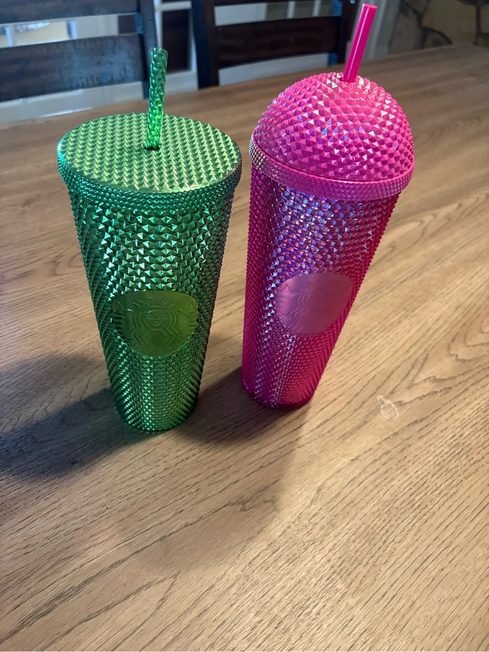 Starbucks Green and Pink Studded Reusable Tumbler Set